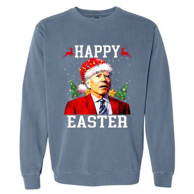 Santa Joe Biden Happy Easter Ugly Christmas  Garment-Dyed Sweatshirt