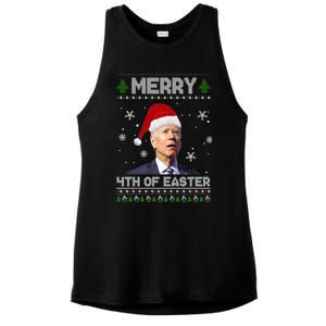 Santa Joe Biden Merry 4th Of Easter Ugly Christmas Sweater Christmas Gift Ladies PosiCharge Tri-Blend Wicking Tank