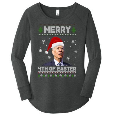 Santa Joe Biden Merry 4th Of Easter Ugly Christmas Sweater Christmas Gift Women's Perfect Tri Tunic Long Sleeve Shirt