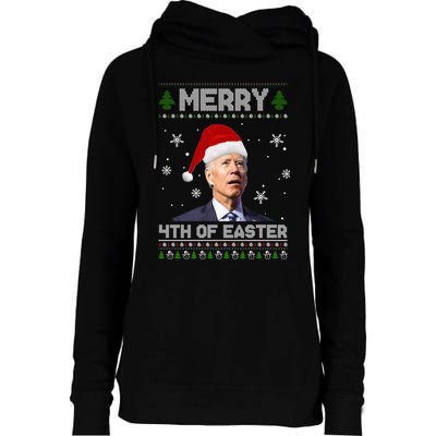 Santa Joe Biden Merry 4th Of Easter Ugly Christmas Sweater Christmas Gift Womens Funnel Neck Pullover Hood