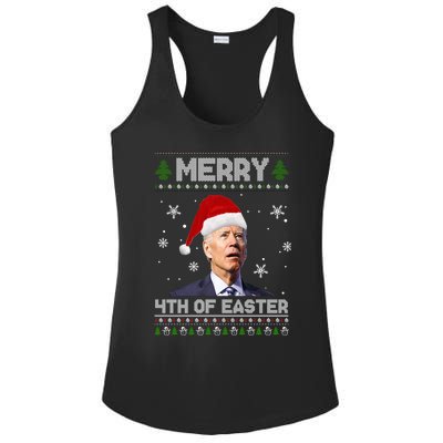 Santa Joe Biden Merry 4th Of Easter Ugly Christmas Sweater Christmas Gift Ladies PosiCharge Competitor Racerback Tank