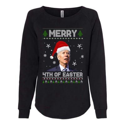 Santa Joe Biden Merry 4th Of Easter Ugly Christmas Sweater Christmas Gift Womens California Wash Sweatshirt