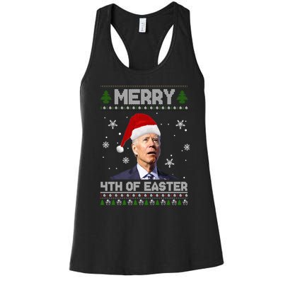 Santa Joe Biden Merry 4th Of Easter Ugly Christmas Sweater Christmas Gift Women's Racerback Tank