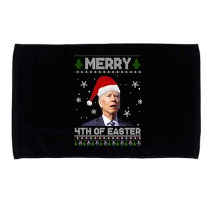 Santa Joe Biden Merry 4th Of Easter Ugly Christmas Sweater Christmas Gift Microfiber Hand Towel