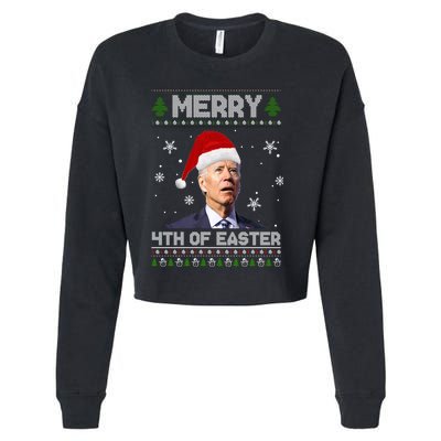 Santa Joe Biden Merry 4th Of Easter Ugly Christmas Sweater Christmas Gift Cropped Pullover Crew