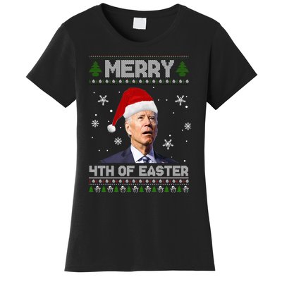 Santa Joe Biden Merry 4th Of Easter Ugly Christmas Sweater Christmas Gift Women's T-Shirt