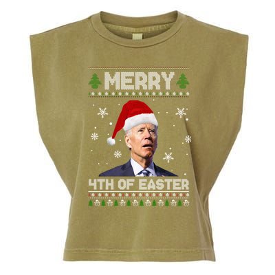 Santa Joe Biden Merry 4th Of Easter Ugly Christmas Sweater Christmas Gift Garment-Dyed Women's Muscle Tee