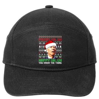 Santa Joe Biden Merry Uh Uh Christmas Ugly Sweater  7-Panel Snapback Hat