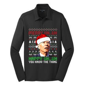 Santa Joe Biden Merry Uh Uh Christmas Ugly Sweater  Silk Touch Performance Long Sleeve Polo