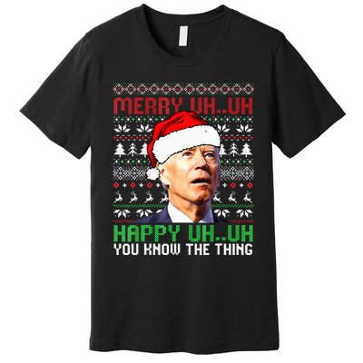 Santa Joe Biden Merry Uh Uh Christmas Ugly Sweater  Premium T-Shirt