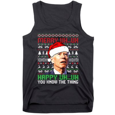Santa Joe Biden Merry Uh Uh Christmas Ugly Sweater  Tank Top