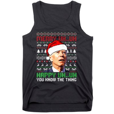 Santa Joe Biden Merry Uh Uh Christmas Ugly Sweater  Tank Top