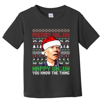 Santa Joe Biden Merry Uh Uh Christmas Ugly Sweater  Toddler T-Shirt