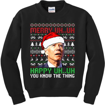 Santa Joe Biden Merry Uh Uh Christmas Ugly Sweater  Kids Sweatshirt