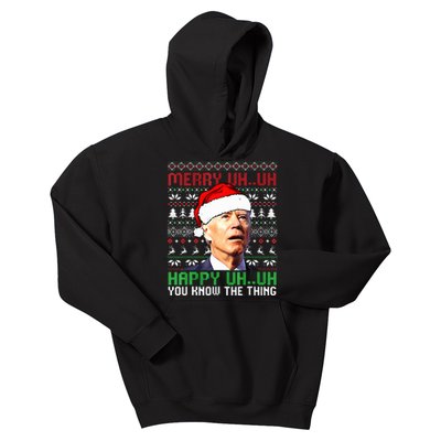 Santa Joe Biden Merry Uh Uh Christmas Ugly Sweater  Kids Hoodie