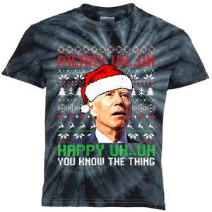 Santa Joe Biden Merry Uh Uh Christmas Ugly Sweater  Kids Tie-Dye T-Shirt