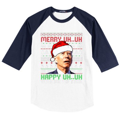 Santa Joe Biden Merry Uh Uh Christmas Ugly Sweater  Baseball Sleeve Shirt