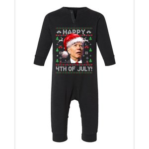 Santa Joe Biden Happy 4th Of July Ugly Christmas Sweater Sweatshirt Infant Fleece One Piece