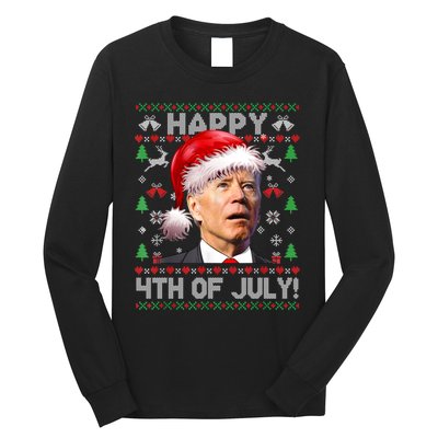 Santa Joe Biden Happy 4th Of July Ugly Christmas Sweater Sweatshirt Long Sleeve Shirt