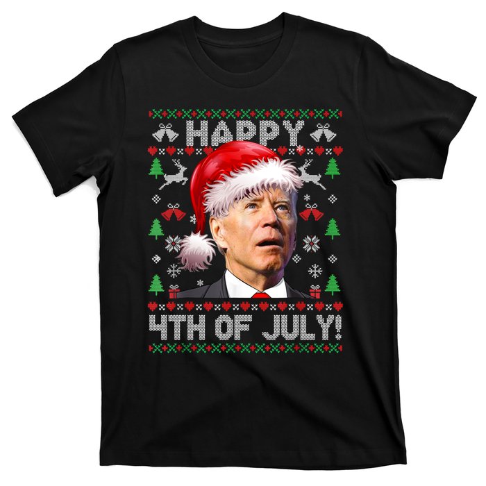 Santa Joe Biden Happy 4th Of July Ugly Christmas Sweater Sweatshirt T-Shirt