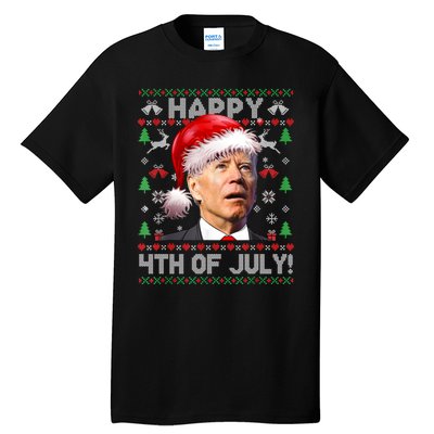 Santa Joe Biden Happy 4th Of July Ugly Christmas Sweater Sweatshirt Tall T-Shirt