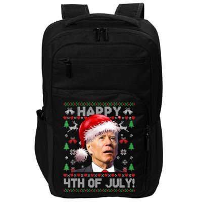 Santa Joe Biden Happy 4th Of July Ugly Christmas Sweater Sweatshirt Impact Tech Backpack