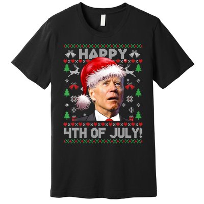 Santa Joe Biden Happy 4th Of July Ugly Christmas Sweater Sweatshirt Premium T-Shirt