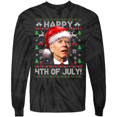 Santa Joe Biden Happy 4th Of July Ugly Christmas Sweater Sweatshirt Tie-Dye Long Sleeve Shirt