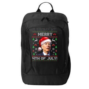 Santa Joe Biden Merry 4th Of July Ugly Christmas Sweater Gift City Backpack