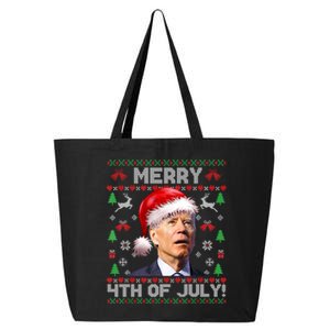 Santa Joe Biden Merry 4th Of July Ugly Christmas Sweater Gift 25L Jumbo Tote