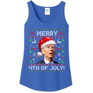 Santa Joe Biden Merry 4th Of July Ugly Christmas Sweater Gift Ladies Essential Tank