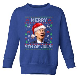 Santa Joe Biden Merry 4th Of July Ugly Christmas Sweater Gift Toddler Sweatshirt