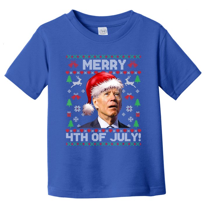 Santa Joe Biden Merry 4th Of July Ugly Christmas Sweater Gift Toddler T-Shirt