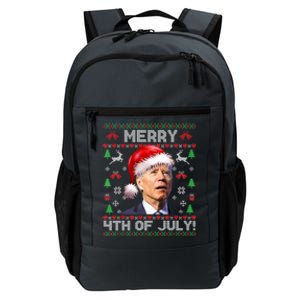 Santa Joe Biden Merry 4th Of July Ugly Christmas Sweater Gift Daily Commute Backpack