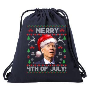 Santa Joe Biden Merry 4th Of July Ugly Christmas Sweater Gift Drawstring Bag