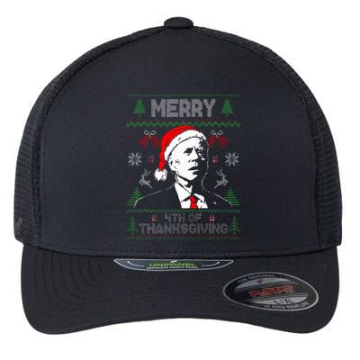 Santa Joe Biden Merry Thanksgiving Ugly Christmas Sweater  Flexfit Unipanel Trucker Cap