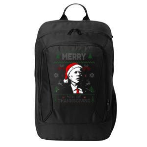 Santa Joe Biden Merry Thanksgiving Ugly Christmas Sweater  City Backpack