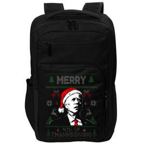 Santa Joe Biden Merry Thanksgiving Ugly Christmas Sweater  Impact Tech Backpack