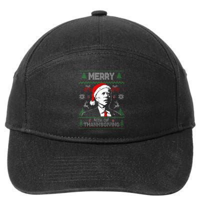 Santa Joe Biden Merry Thanksgiving Ugly Christmas Sweater  7-Panel Snapback Hat