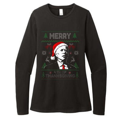 Santa Joe Biden Merry Thanksgiving Ugly Christmas Sweater  Womens CVC Long Sleeve Shirt