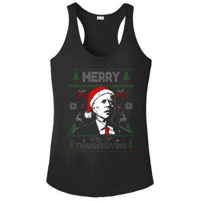 Santa Joe Biden Merry Thanksgiving Ugly Christmas Sweater  Ladies PosiCharge Competitor Racerback Tank