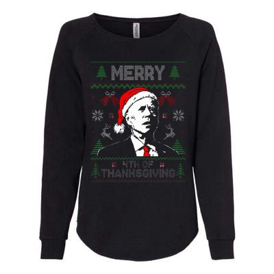 Santa Joe Biden Merry Thanksgiving Ugly Christmas Sweater  Womens California Wash Sweatshirt