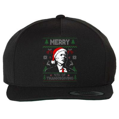 Santa Joe Biden Merry Thanksgiving Ugly Christmas Sweater  Wool Snapback Cap