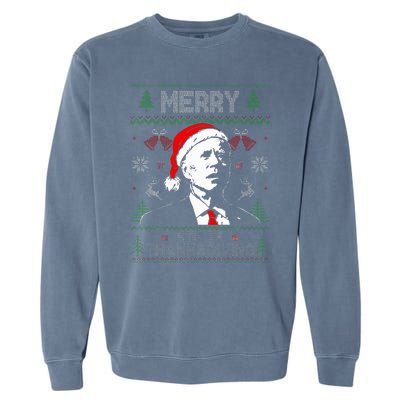 Santa Joe Biden Merry Thanksgiving Ugly Christmas Sweater  Garment-Dyed Sweatshirt