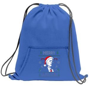 Santa Joe Biden Merry Thanksgiving Ugly Christmas Sweater  Sweatshirt Cinch Pack Bag