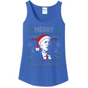 Santa Joe Biden Merry Thanksgiving Ugly Christmas Sweater  Ladies Essential Tank