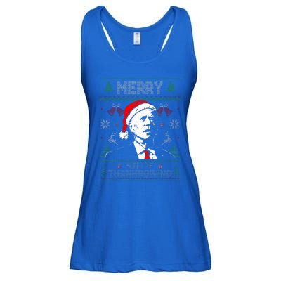 Santa Joe Biden Merry Thanksgiving Ugly Christmas Sweater  Ladies Essential Flowy Tank