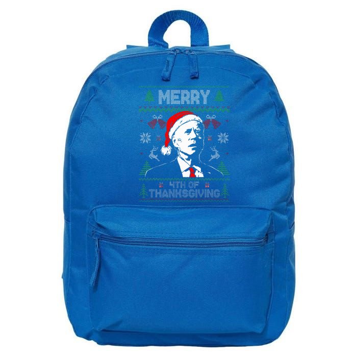 Santa Joe Biden Merry Thanksgiving Ugly Christmas Sweater  16 in Basic Backpack