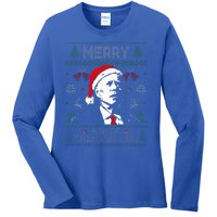 Santa Joe Biden Merry Thanksgiving Ugly Christmas Sweater  Ladies Long Sleeve Shirt