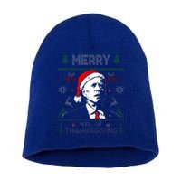 Santa Joe Biden Merry Thanksgiving Ugly Christmas Sweater  Short Acrylic Beanie